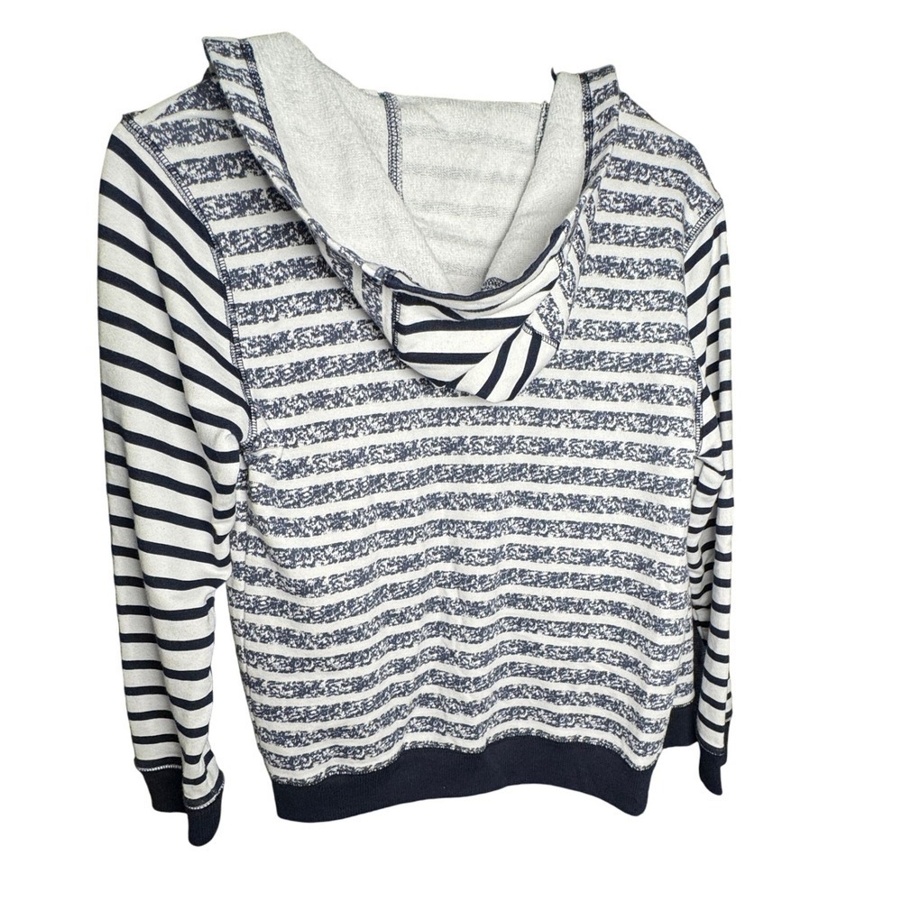 Joe Fresh Kids Full Zip Hoodie Size L Blue White Striped Sweatshirt Cotton Blend - Picture 4 of 6